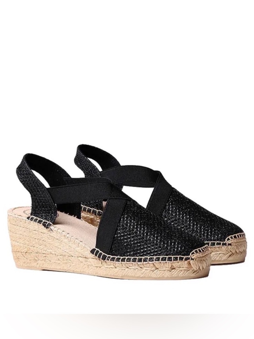 New Toni Pons Triton Black Metallic Espadrille Sandals Size 40